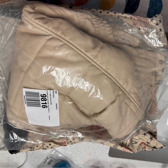 Free People Leather (vegan) Dolman Quilted coat in Beige - Picture 2 of 3